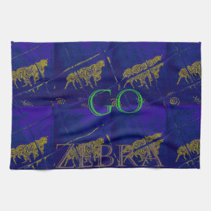 Französisch Blau "Let's Go Zebra" Abstraktes Druck Handtuch