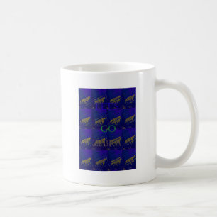 Französisch Blau "Let's Go Zebra" Abstraktes Druck Kaffeetasse