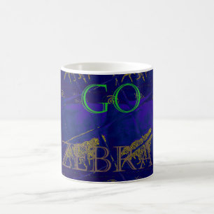 Französisch Blau "Let's Go Zebra" Abstraktes Druck Kaffeetasse