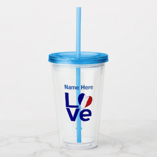 Französisch Blau LOVE Gearr Flagge Personalisiert Acryltrinkbecher