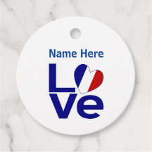Französisch Blau LOVE Herz Flagge Personalisiert 