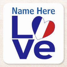 Französisch Blau LOVE Herz Flagge Personalisiert 