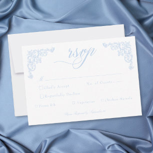 Französisch Blau Rokoko Königlich Vintage Elegant  RSVP Karte