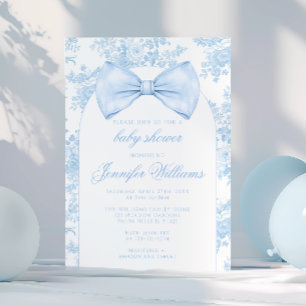Französisch Blau Toile Fliege Boho Baby Boy Shower Einladung
