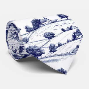 Französisch Blau Toile Vintage Pastorale Architekt Krawatte