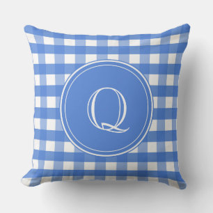 Französisch Blau und Weiß Gingham Kissen