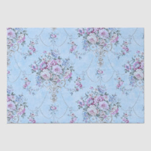 Französisch Blau Viktorianischer Stil Blumendekoup Seidenpapier