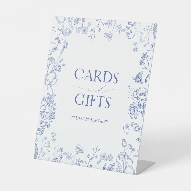 Französisch Blau & Weiß Viktorianisches Brautparty Sockelschild (Vorderseite)