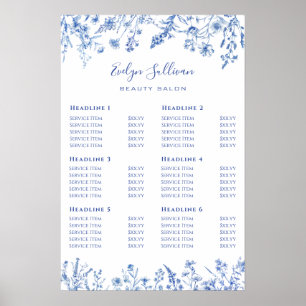 Französisch Blau Wildblumen Preisliste Poster