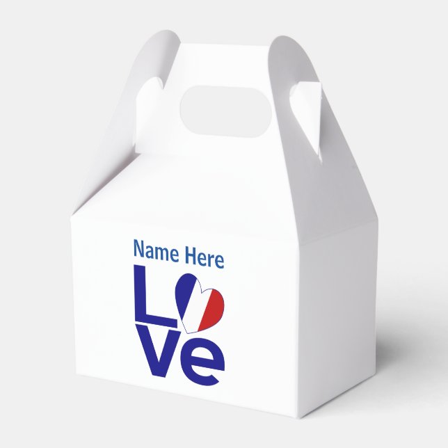 Französisch-blaue LIEBE Herzenflagge Personalisier Geschenkschachtel (Vorderseite)