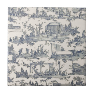 Französisch Blaue und Elfenbein Toile Keramikflies Fliese