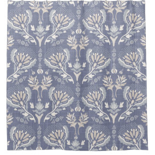 Französisch-blauer Damast, Shabby Chic. Duschvorhang