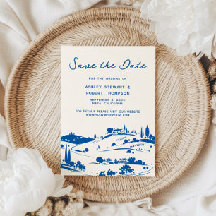 Französisch Blaues Land Save the Date Einladung