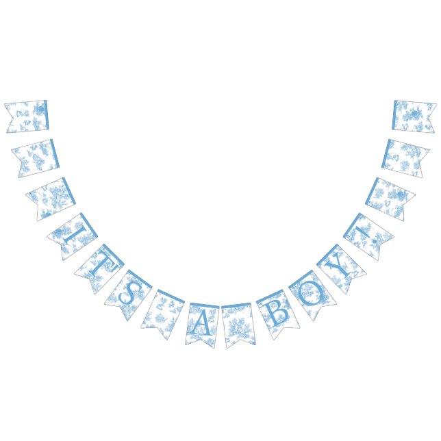 Französisch Blue and White Toile de Jouy Baby Dusc Wimpelkette (Alle)