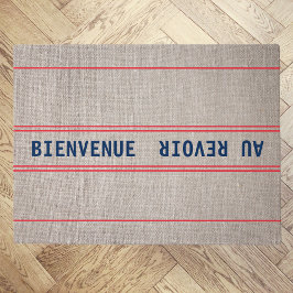 Französisch Blue Bienvenue Au Revoir & Red Streife Fußmatte