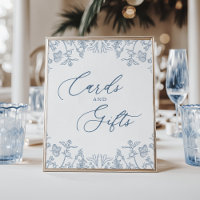 Französisch Blue Chinoiserie Blumenkarten und Gesc