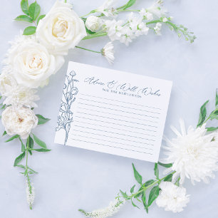 Französisch Blue Chinoiserie Blumenstrauß-Karte Begleitkarte