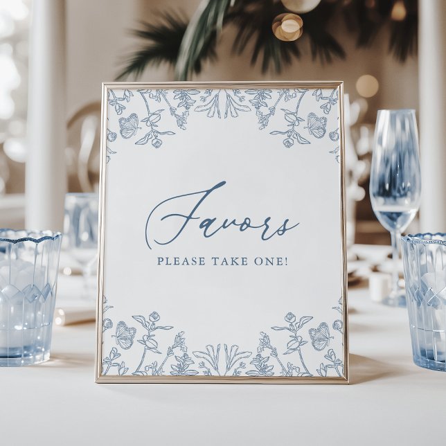 Französisch Blue Chinoiserie Floral Brautparty Gef Poster (Von Creator hochgeladen)