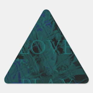 Französisch Blue Liebe Eat Play Blume Farben für a Dreieckiger Aufkleber