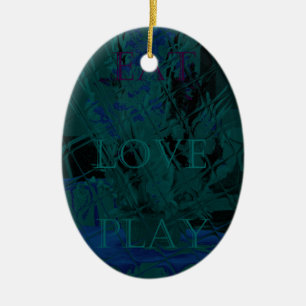 Französisch Blue Liebe Eat Play Blume Farben für a Keramik Ornament