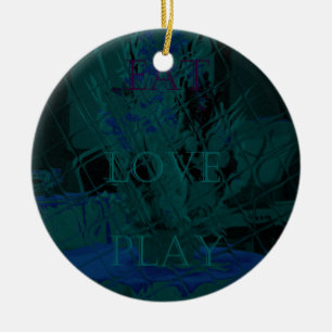 Französisch Blue Liebe Eat Play Blume Farben für a Keramikornament