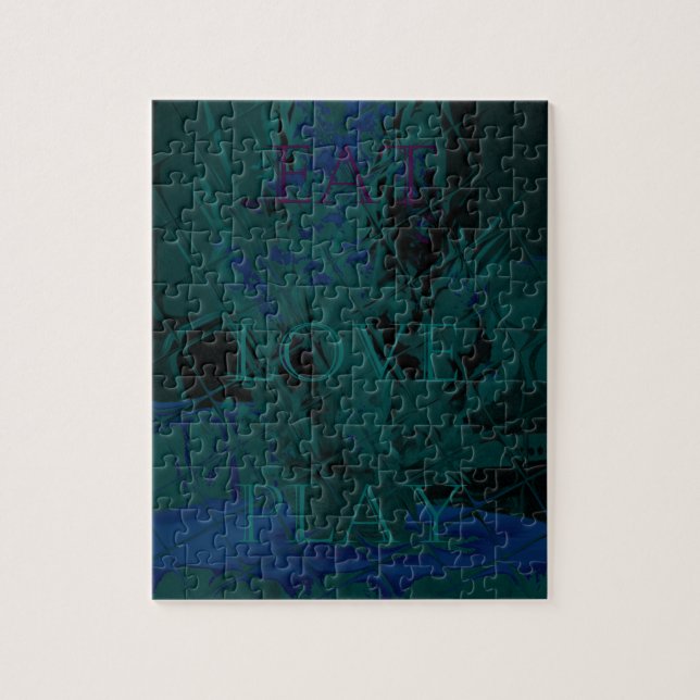 Französisch Blue Liebe Eat Play Blume Farben für a Puzzle (Vertikal)