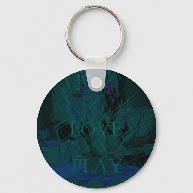 Französisch Blue Liebe Eat Play Blume Farben für a Schlüsselanhänger (Vorderseite)