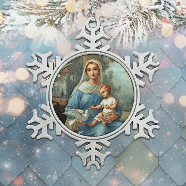 Französisch Blue Madonna Snowflake Ornament (Von Creator hochgeladen)