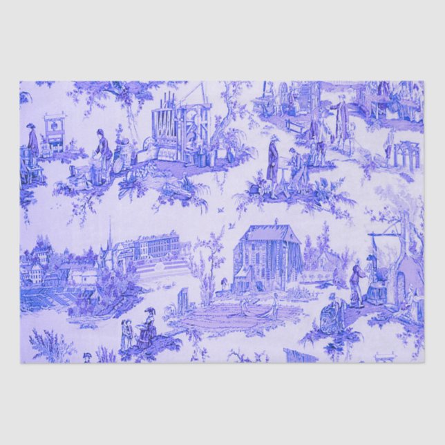 Französisch Blue White Toile Chinoiserie Decoupage Seidenpapier (Vorderseite)