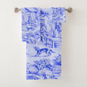 Französisch Blue White Toile Chinoiserie Rustikale Badhandtuch Set