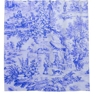 Französisch Blue White Toile Chinoiserie Rustikale Duschvorhang
