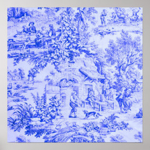 Französisch Blue White Toile Chinoiserie Rustikale Poster
