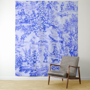 Französisch Blue White Toile Chinoiserie Rustikale Wandteppich