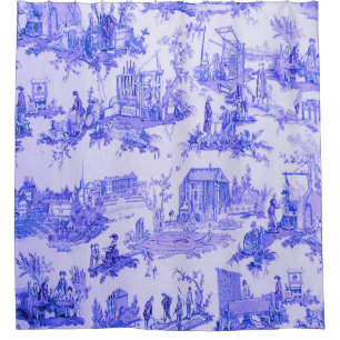 Französisch Blue White Toile Chinoiserie Stil Rust Duschvorhang