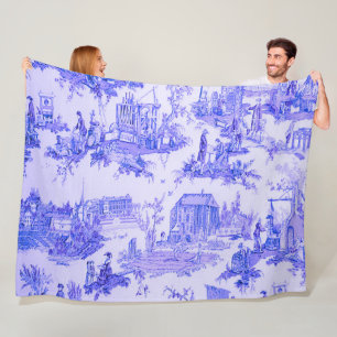 Französisch Blue White Toile Chinoiserie Stil Rust Fleecedecke