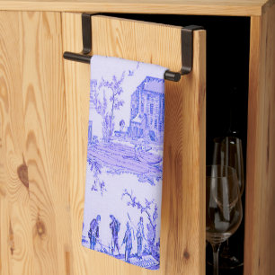 Französisch Blue White Toile Chinoiserie Stil Rust Geschirrtuch