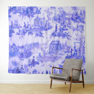 Französisch Blue White Toile Chinoiserie Stil Rust Wandteppich