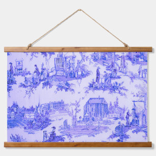 Französisch Blue White Toile Chinoiserie Stil Rust Wandteppich Mit Holzrahmen