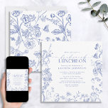 Französisch Blue & White Viktorianisch Bridal Lunc Einladung<br><div class="desc">Das Blue & White Viktorianisch Floral Bridal Luncheon ist die perfekte Kombination aus traditionellem und modernem Stil. Die Viktorianischen Blumenmuster in klassischer Handschrift sind zeitlos, mit exquisiten Blume im Garten, lebhaften Bienen und zarten Schmetterlingen - perfekt für ein stilvolles Brautfest. Dieses französische Blue & White Bridal Luncheon vereint traditionelle Schönheit...</div>