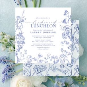Französisch Blue & White Viktorianisch Bridal Lunc Einladung