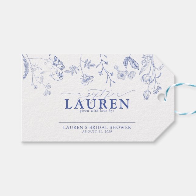 Französisch Blue & White Viktorianisch Dusche Kein Geschenkanhänger (Vorderseite (Horizontal))