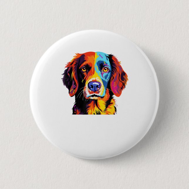 Französisch-Bretagne Spanische Mama Vater Dog Face Button (Vorderseite)