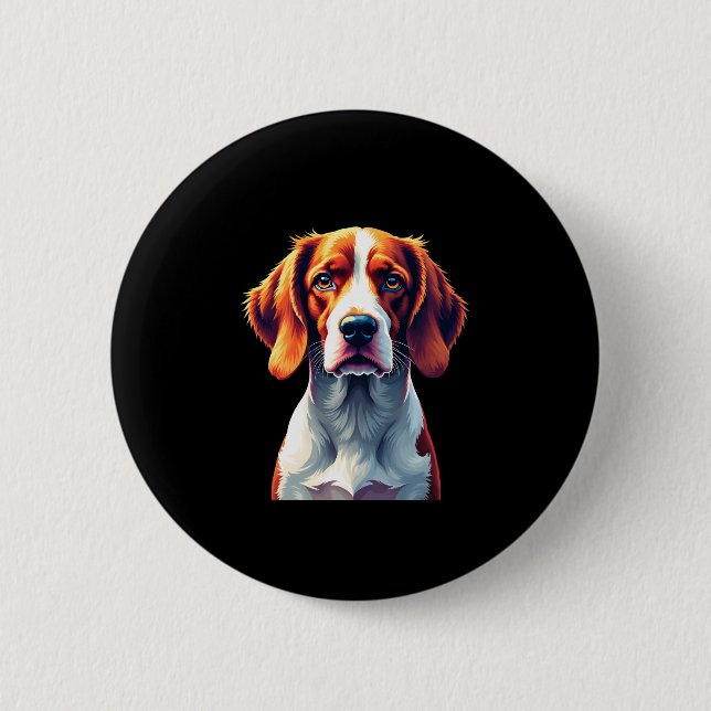 Französisch-Bretagne Spanische Mama Vater Dog Face Button (Vorderseite)