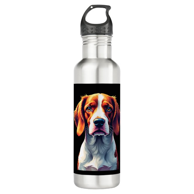 Französisch-Bretagne Spanische Mama Vater Dog Face Edelstahlflasche (Vorderseite)