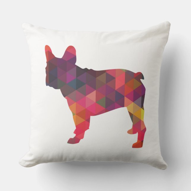 Französisch Bulldog bunt Geometrische Silhouette Kissen (Vorderseite)