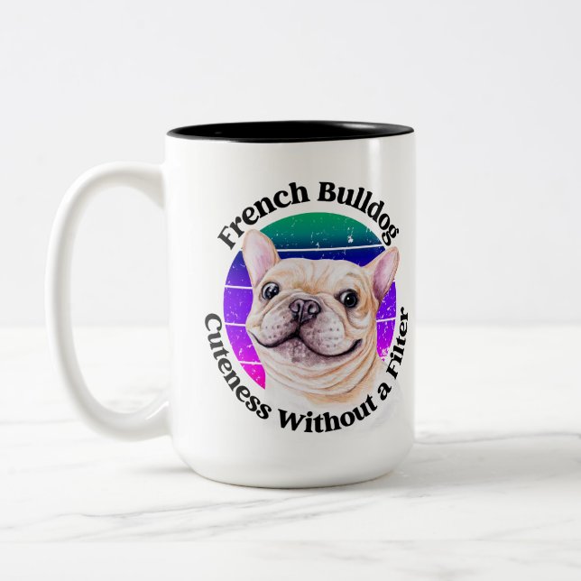 Französisch Bulldog lustiges Zitat Zwei-Tone-Tasse Zweifarbige Tasse (Links)