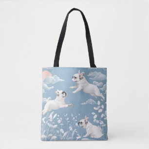 Französisch Bulldog Pastell Farbe Weiße Blume