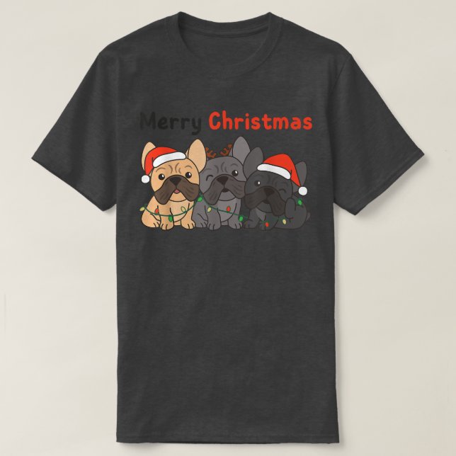 Französisch Bulldog Weihnachtstiere Niedlich Hunde T-Shirt (Design vorne)