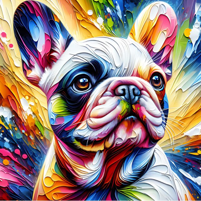 Französisch Bulldogin Weiß Acrylschrift | Farblich Puzzle (Von Creator hochgeladen)