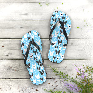 Französisch Bulldogs Niedlich Funny Pattern Blue Flip Flops